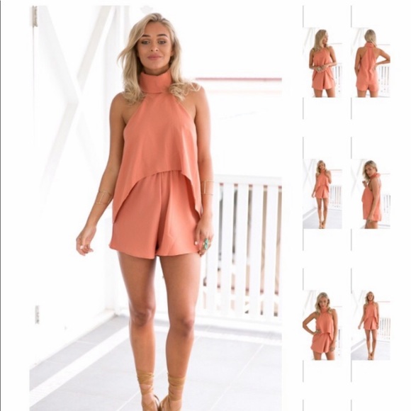 Coral romper . Worn once, - Picture 2 of 8